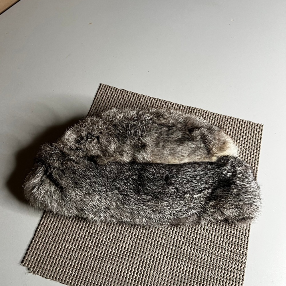 Vintage Orvis North King Natural Rabbit Fur Trapper Hat Grey Brown Large USA